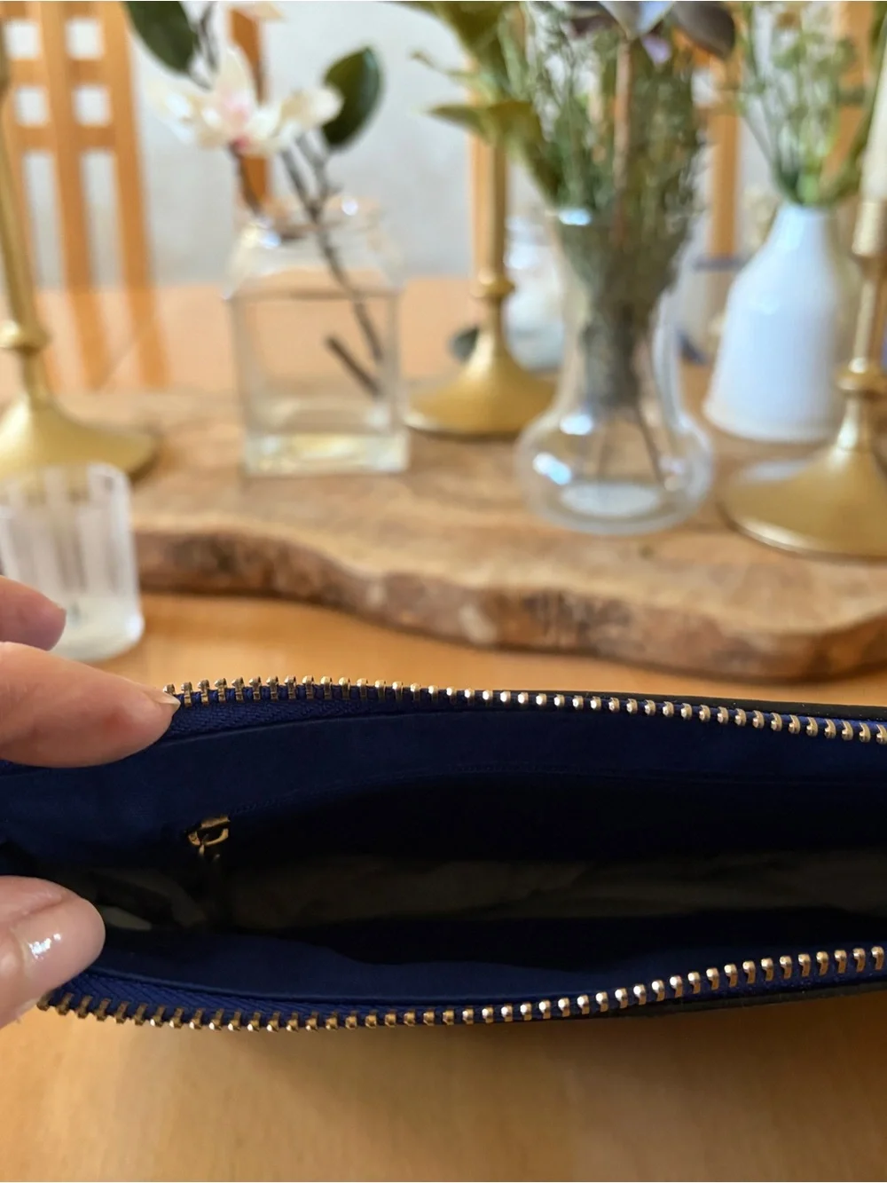 Blue Crossbody Tote Bag with Detachable Strap
